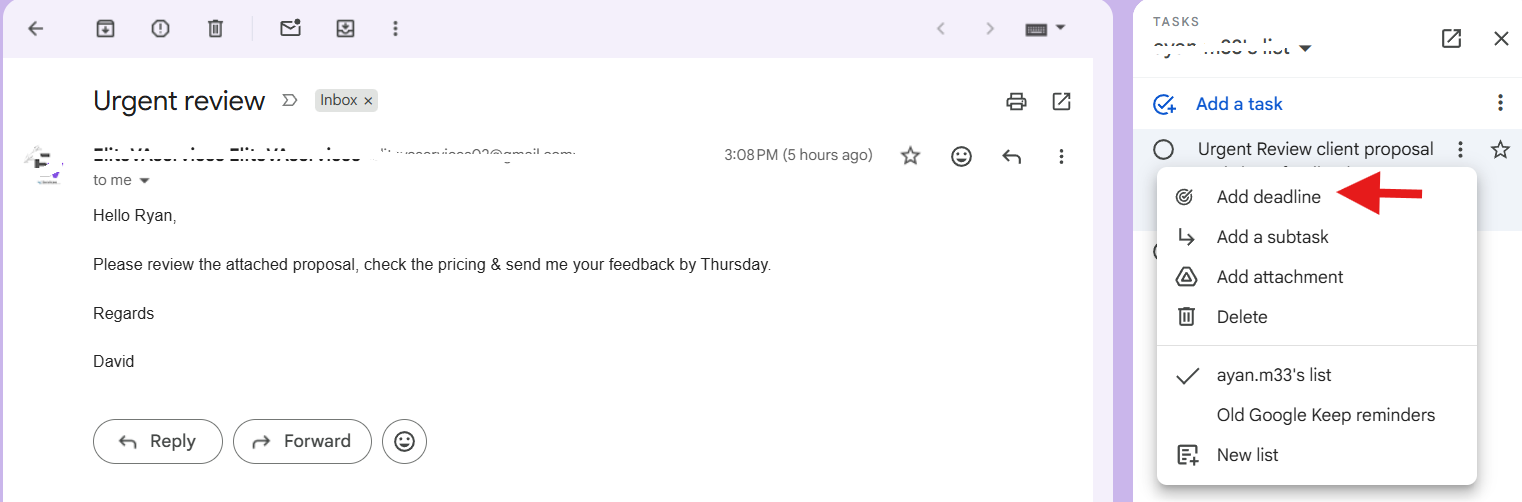 add deadline to google tasks